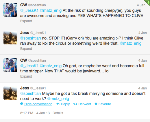 Where's Clive Twitter Discussion